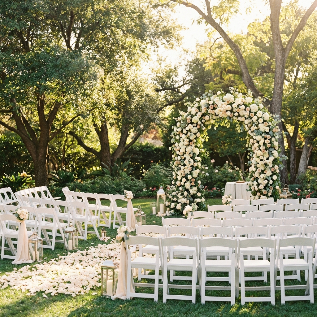Garden Wedding Setup at Brooks Lodge
